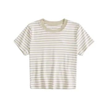 Hollister T Shirt Women's Beige Stripes