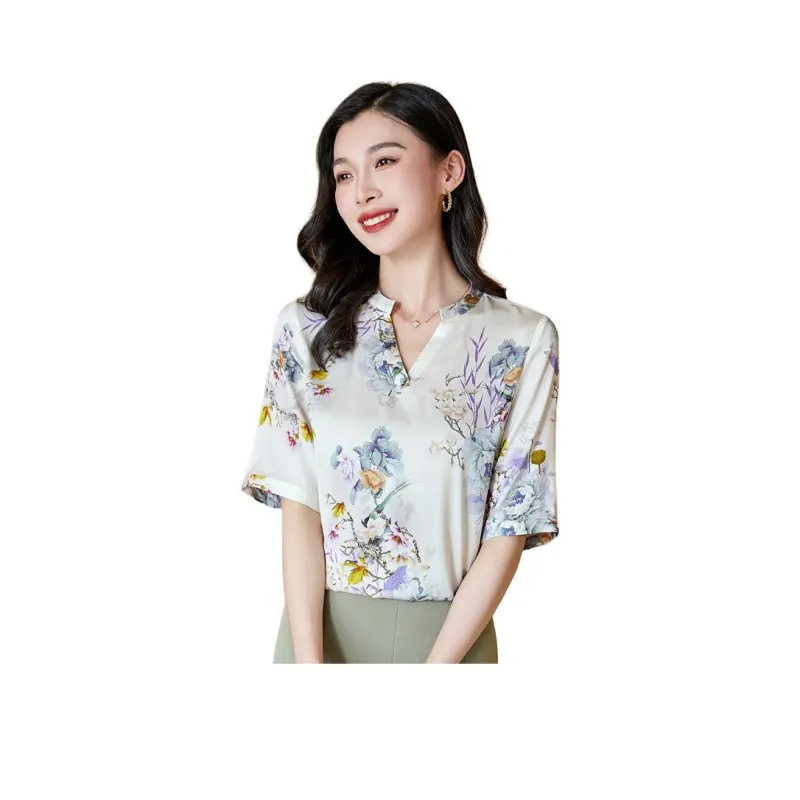 Yi Mengyuan Heavyweight Mulberry Silk Silk Shirt Women's-0