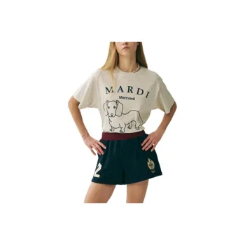 MARDI MERCREDI T Shirt Women's Oat Marine Blue Korean Style