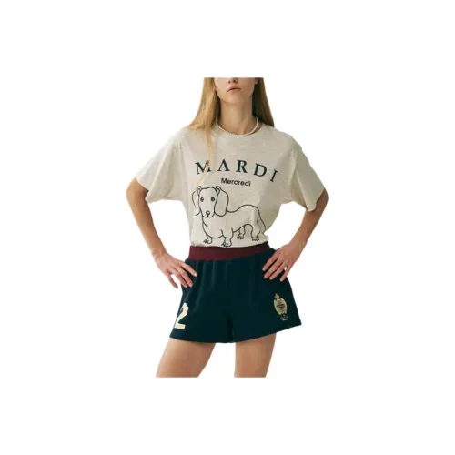 MARDI MERCREDI T Shirt Women's Oat Marine Blue Korean Style