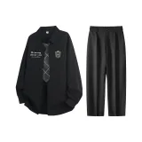 Black Gray Plaid Tie Clothing Sets