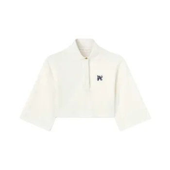 PALM ANGELS Monogram Embroidered Cropped Polo Shirt