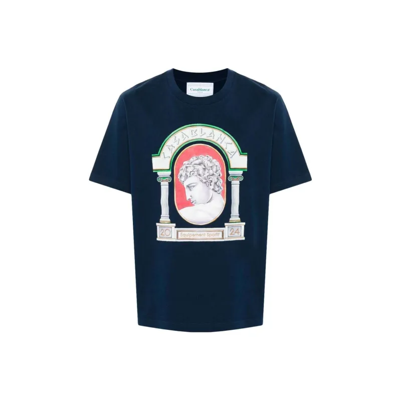 CASABLANCA La Medaille Printed T Shirt 'Navy'-0
