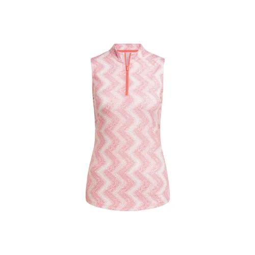 Adidas Women's Ultimate365 Ottoman Printed Sleeveless Polo Shirt Preloved Scarlet