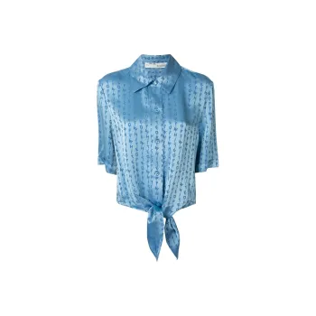 OFF WHITE Logo Baseball Knot Blouse
