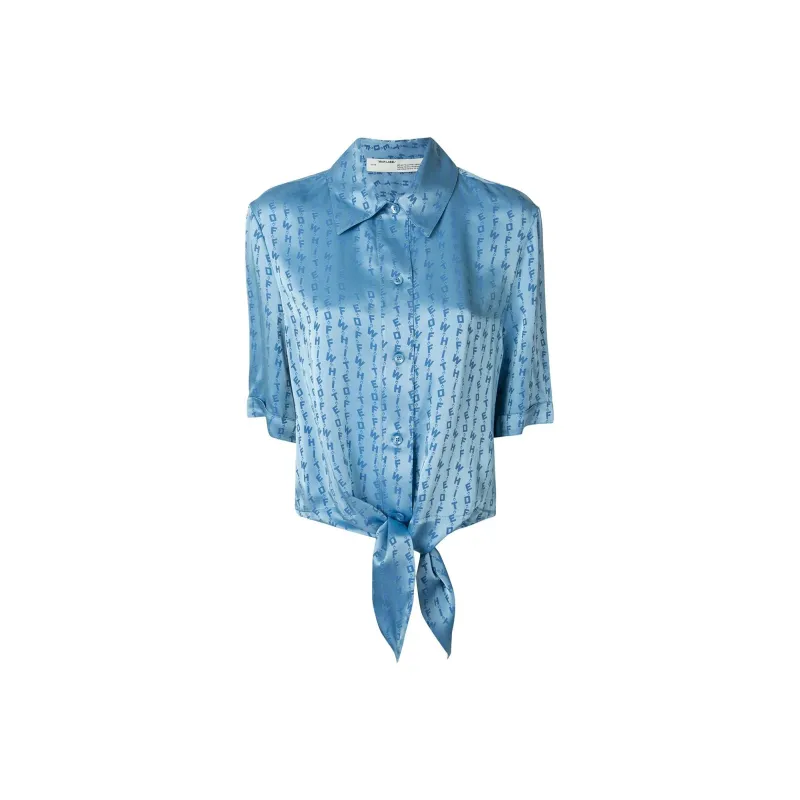 OFF WHITE Logo Baseball Knot Blouse-0