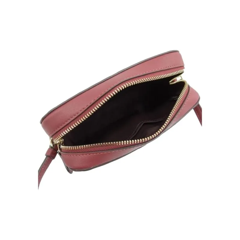 COACH Camera Leather Small Square Bag, Camera Bag, Crossbody Bag Trumpets Women's Cherry Red-4