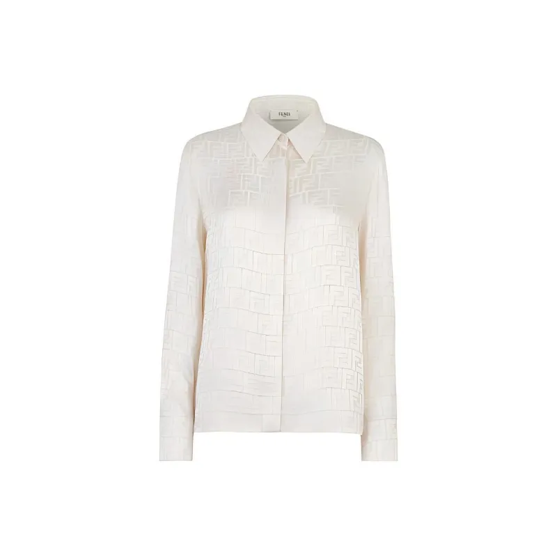 FENDI Monogrammed Collared Long Sleeve Shirt-0