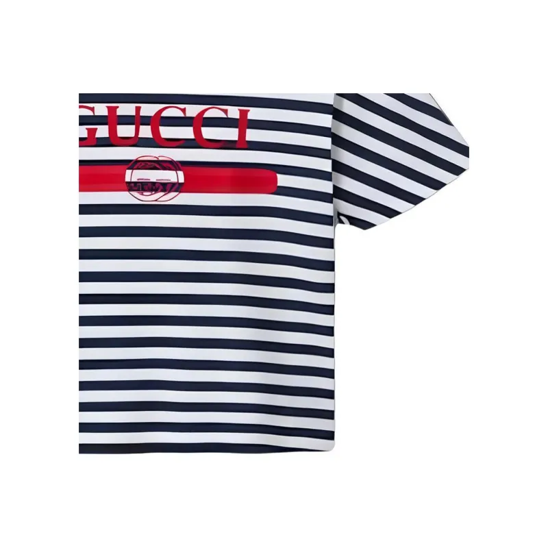 GUCCI Logo Printed Striped T Shirt-3