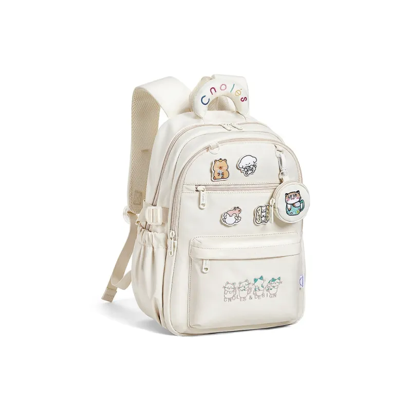 CNOLES Fabric Backpack Women's Cream White/Pink Blossom-1