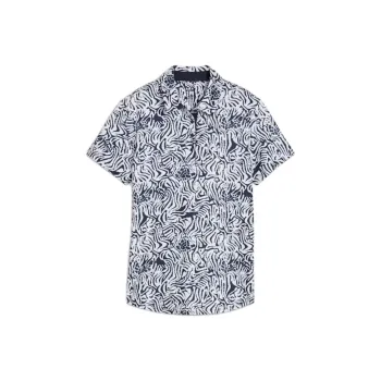 PUMA CLOUDSPUN Zebra Short Sleeve Golf Shirt Women's White/Glint - Dark Marine Blue