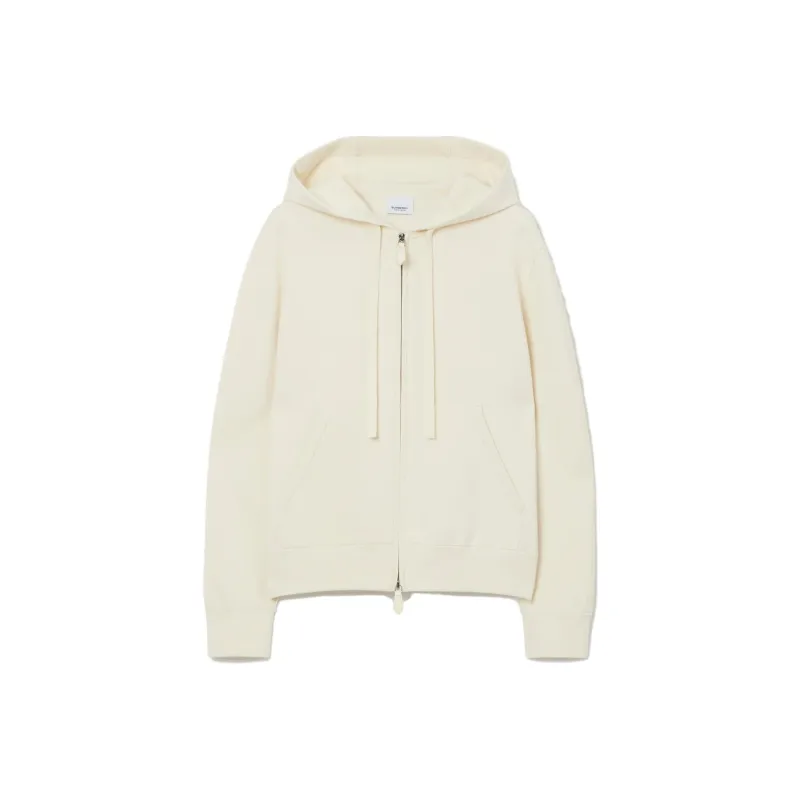 Burberry Cashmere Blend Zip Hoodie Jackets & Coats Women's White-0