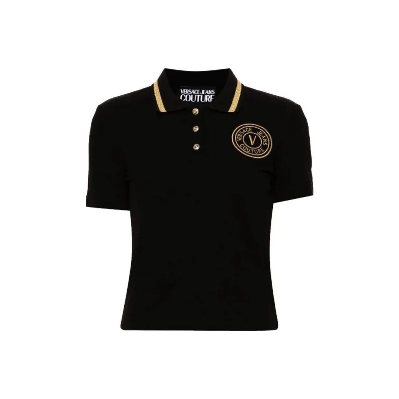 VERSACE JEANS COUTURE V Emblem Piqué Polo Shirt-0