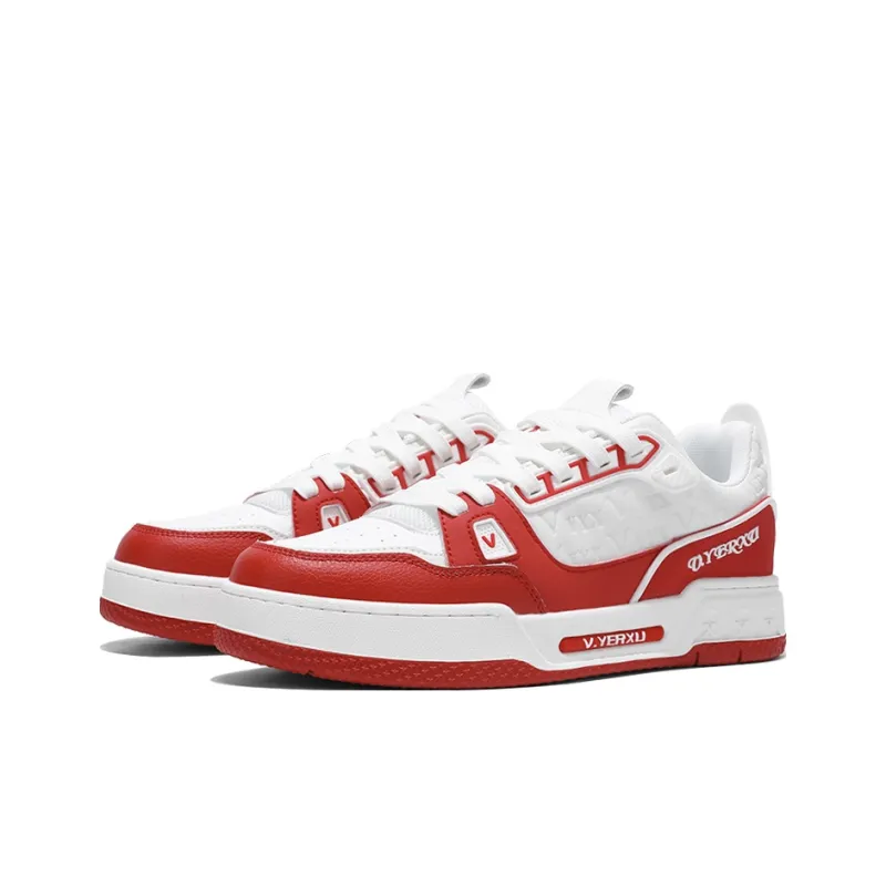 V.YERXU Versatile Casual White Sneakers Abrasion Resistant Lightweight Slip Resistant Low Top Skateboard Shoes Unisex-2