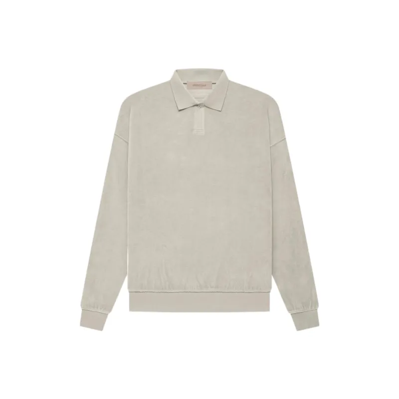 Fear Of God Essentials Women's Velour L/S Polo Smoke-0