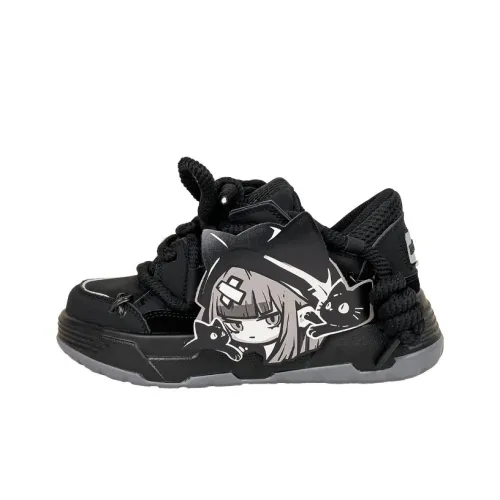 A&M Cushioning, Wear Resistant Low Top Skateboard Shoes Unisex Black