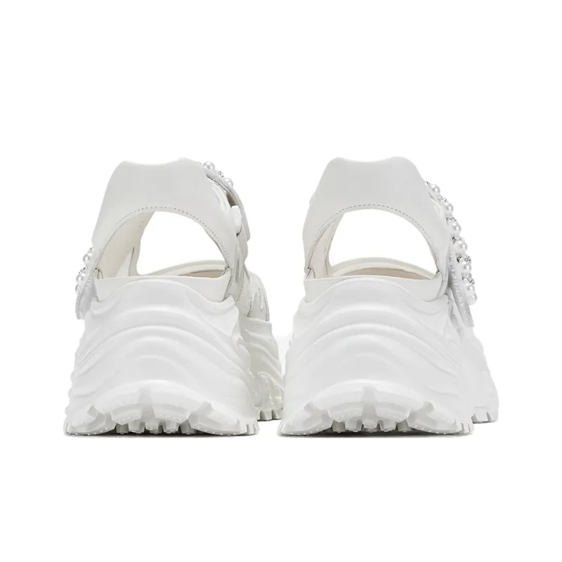 GG CC Fashion Mary Jane Casual Chunky Slippers Women's White-2