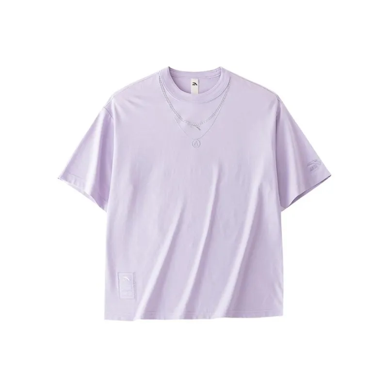 Anta Life Collection Sports Life Collection Drop Shoulder Sleeve T-Shirt Women's Feather Purple-0