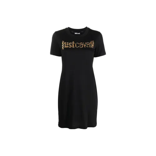 Just Cavalli Animal print Logo T shirt Dress