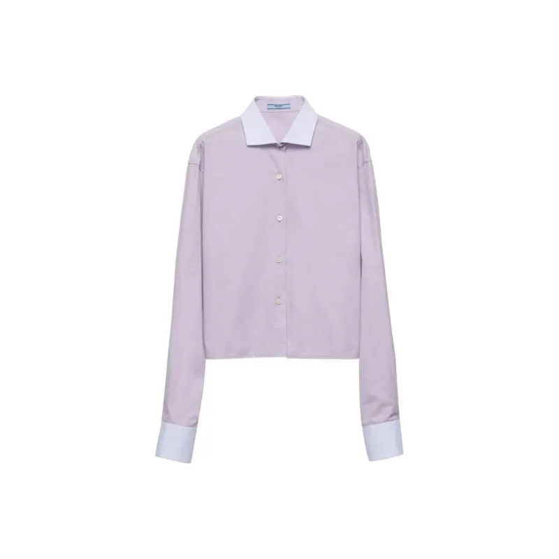 PRADA Contrasting Cuffs Poplin Shirt-0