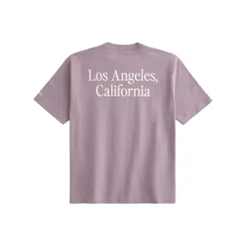 Hollister Drop Shoulder Sleeve T Shirt Unisex Pink Purple