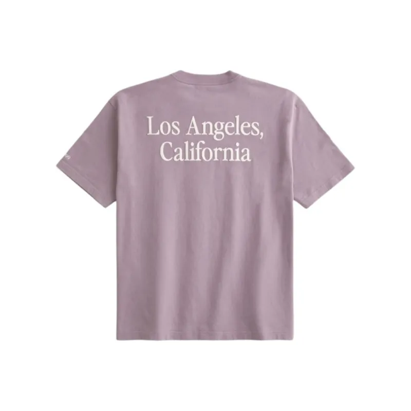 Hollister Drop Shoulder Sleeve T Shirt Unisex Pink Purple-0