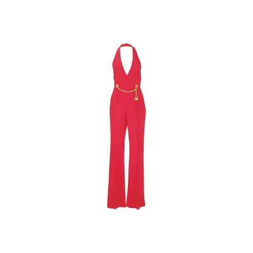 MOSCHINO Chain-Embellished Open-Back Haltrneck Jumpsuit