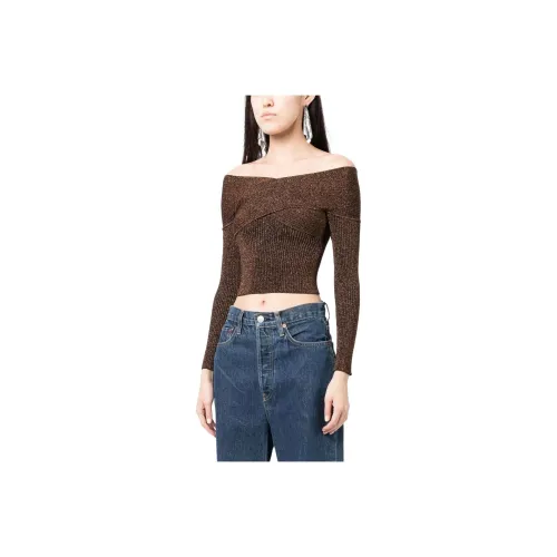 Self portrait Off shoulder Metallic Knitted Top