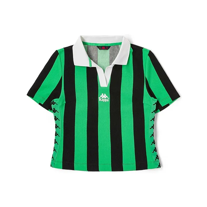 Kappa Polo Shirts Women's Irish Green Stripes Pattern 3052Y-0