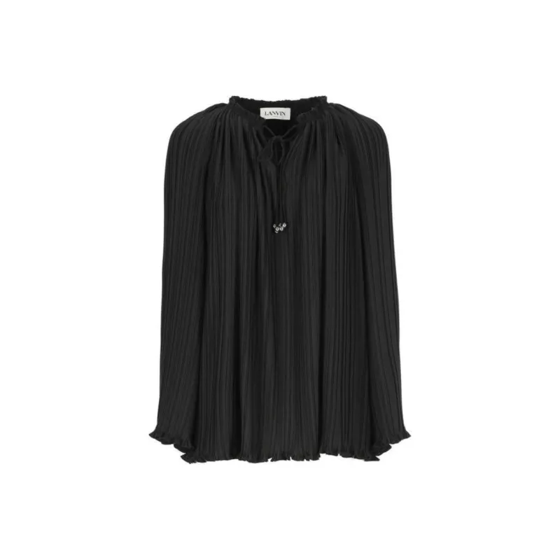 Lanvin Pleated Effect Lace Up Blouse-0