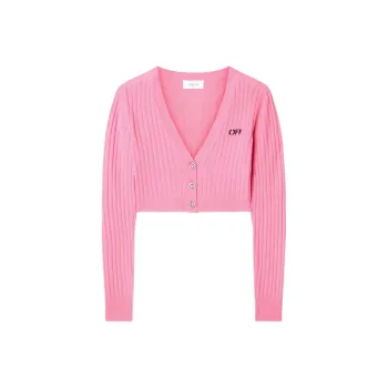 OFF WHITE V Neck Cropped Cardigan