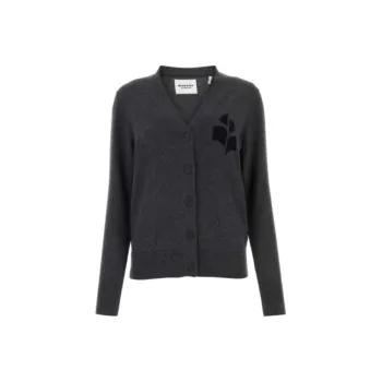 ISABEL MARANT ETOILE Karin Logo Intarsia Knitted Cardigan