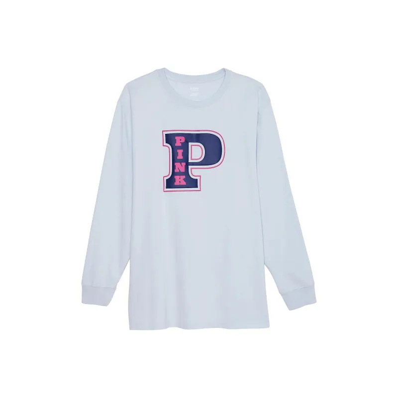 Victoria's Secret Drop Shoulder Sleeve T-Shirt Women's Hydrangea Blue-0