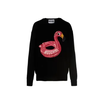MOSCHINO Intarsia Knit Logo Crewneck Jumper