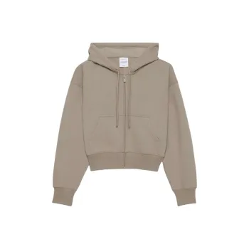 ARITZIA Sweatfleece Cozy Fleece Boyfriend Boxy Zip Hoodie Sweatshirt Women's Nomad Taupe/Nomad Gray Umber