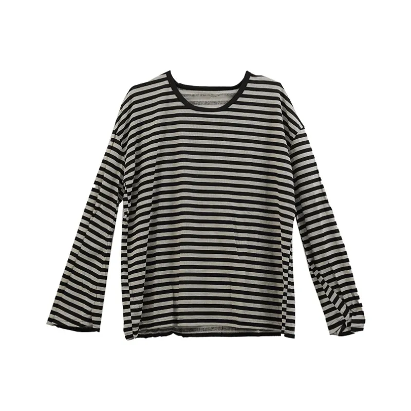 SUNSUNTOWN T-Shirt Women's Khaki Stripes-0