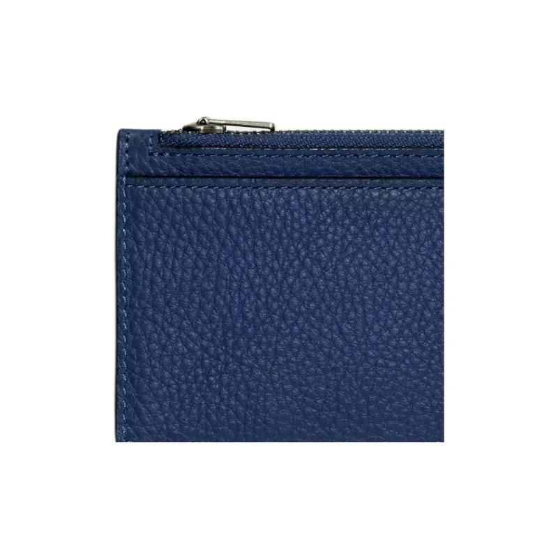 COACH Refined Pebbled Leather Card Holder Mini Men's Dark Blue-3