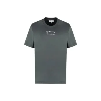 GANNI Logo print Organic cotton T shirt