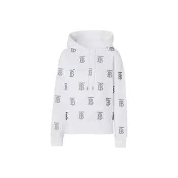 Burberry SS22 Women's Logo Hooded Long Sleeve Sweatshirt White