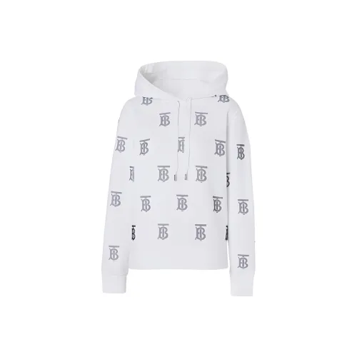 Burberry SS22 Women's Logo Hooded Long Sleeve Sweatshirt White