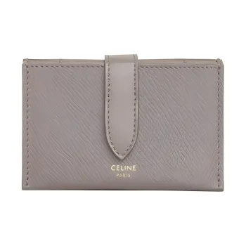 CELINE Grained Calfskin Card Holder Women's Pebble