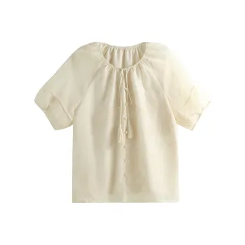 She Enjoys Chiffon Shirt Women's Beige Apricot