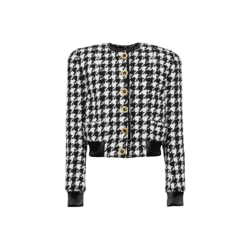 BALMAIN 6 Button Houndstooth Tweed Jacket-0