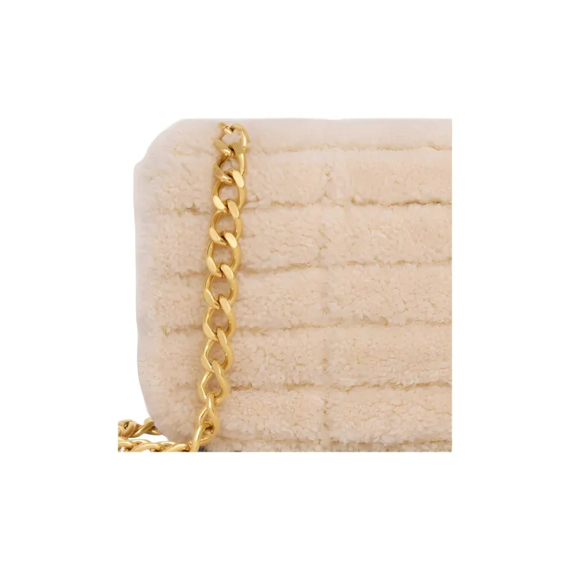 CELINE Shearling With Sheepskin Crossbody Bag Shoulder Bag Women's Natural-4