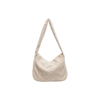 Yalu Corduroy Shoulder Bag Unisex Beige/Black