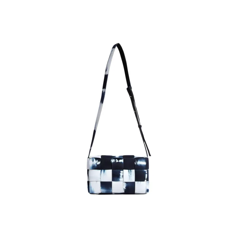 Bottega Veneta CASSETTE Denim Shoulder Bag, Crossbody Bag Medium Size Men's Marine Blue & White-3