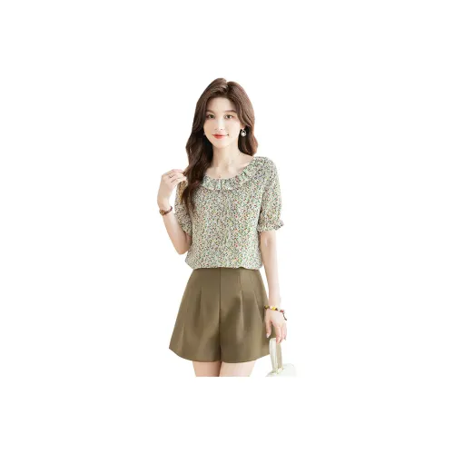Cypress House Shirt Women's Beige Base With Pink And Yellow Floral