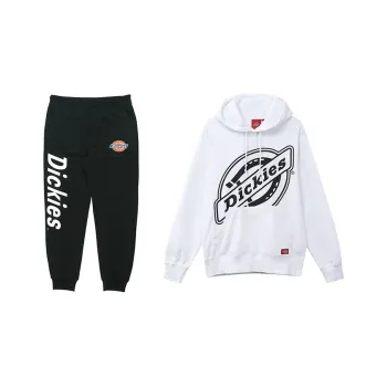 Dickies Sweatshirt Set Unisex Black Pants+White Top
