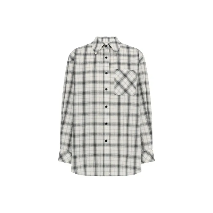 MEIYANG Shirt Women's Black White Plaid-0