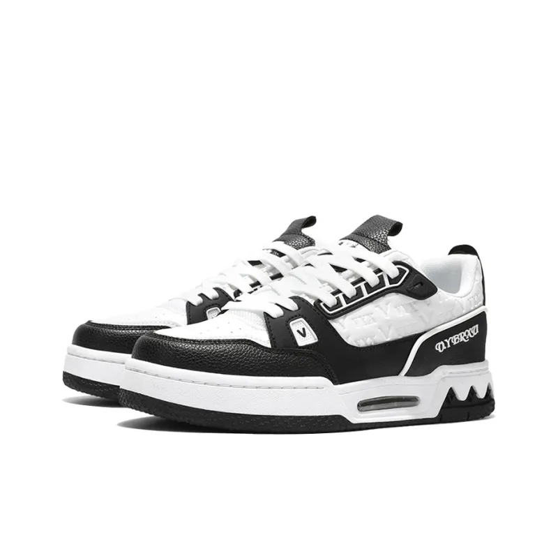 V.YERXU Air Trainer Versatile Casual Black White Anti Slip Wear Resistant Low Top Skateboard Shoes Unisex-2